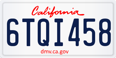 CA license plate 6TQI458