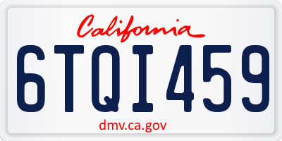 CA license plate 6TQI459
