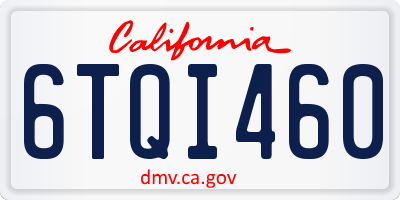 CA license plate 6TQI460