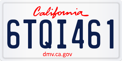 CA license plate 6TQI461