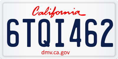 CA license plate 6TQI462