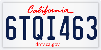 CA license plate 6TQI463