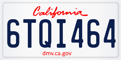 CA license plate 6TQI464