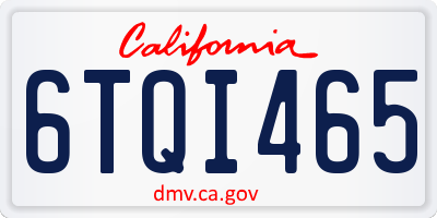 CA license plate 6TQI465