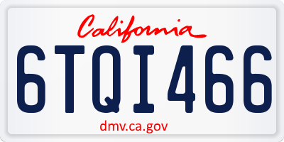 CA license plate 6TQI466