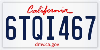 CA license plate 6TQI467