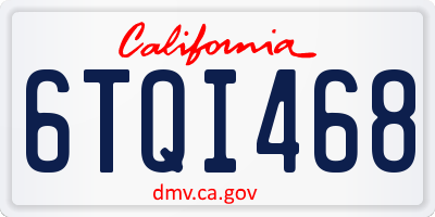 CA license plate 6TQI468