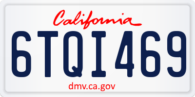 CA license plate 6TQI469