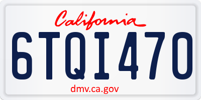CA license plate 6TQI470
