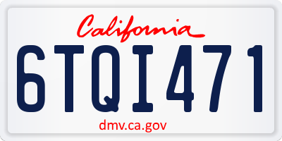 CA license plate 6TQI471