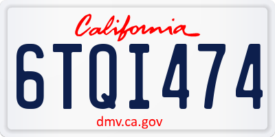 CA license plate 6TQI474