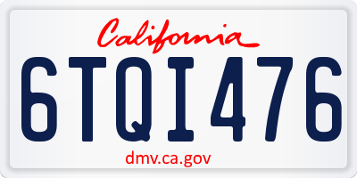 CA license plate 6TQI476