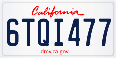 CA license plate 6TQI477