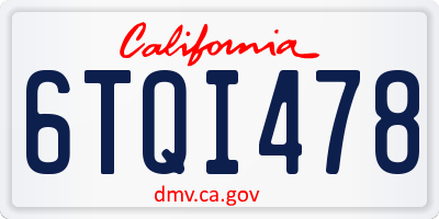 CA license plate 6TQI478