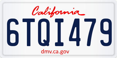 CA license plate 6TQI479