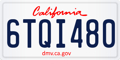 CA license plate 6TQI480