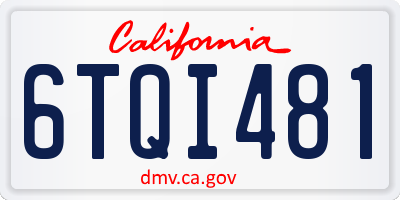 CA license plate 6TQI481