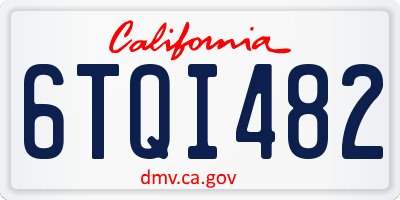 CA license plate 6TQI482