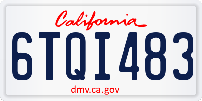 CA license plate 6TQI483