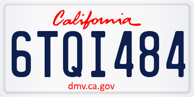 CA license plate 6TQI484