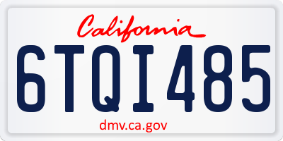 CA license plate 6TQI485