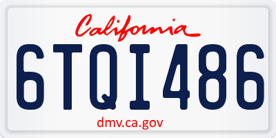 CA license plate 6TQI486