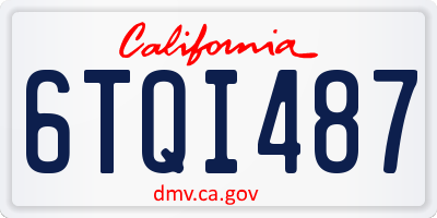 CA license plate 6TQI487