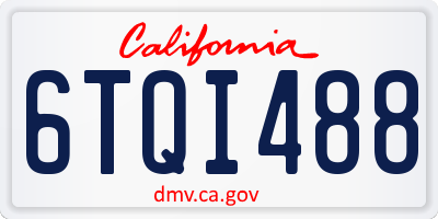CA license plate 6TQI488