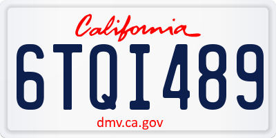 CA license plate 6TQI489