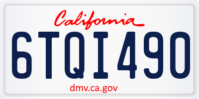 CA license plate 6TQI490