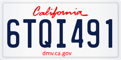 CA license plate 6TQI491