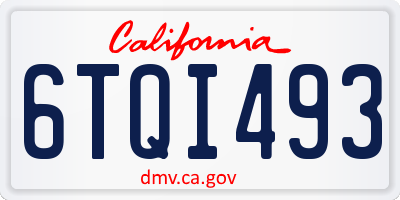 CA license plate 6TQI493