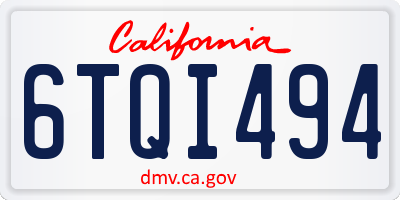 CA license plate 6TQI494