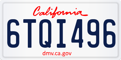 CA license plate 6TQI496