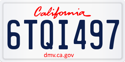 CA license plate 6TQI497