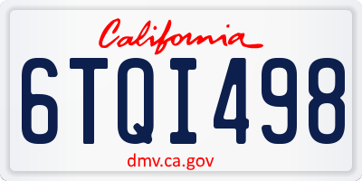 CA license plate 6TQI498