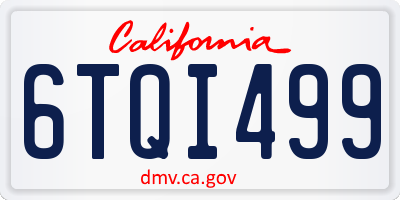 CA license plate 6TQI499