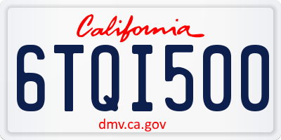 CA license plate 6TQI500