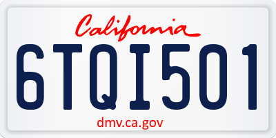CA license plate 6TQI501