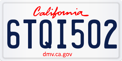 CA license plate 6TQI502