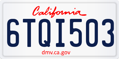 CA license plate 6TQI503
