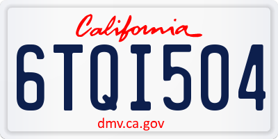 CA license plate 6TQI504