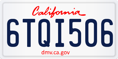 CA license plate 6TQI506
