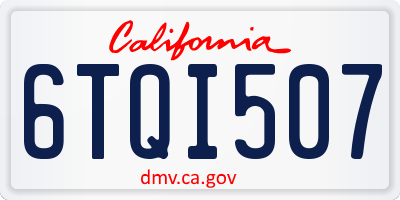 CA license plate 6TQI507