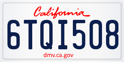 CA license plate 6TQI508