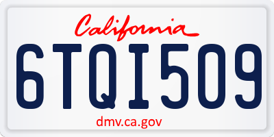 CA license plate 6TQI509