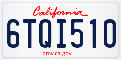 CA license plate 6TQI510
