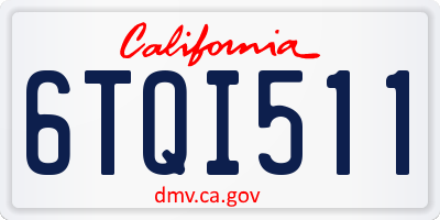 CA license plate 6TQI511