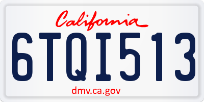CA license plate 6TQI513