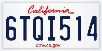 CA license plate 6TQI514